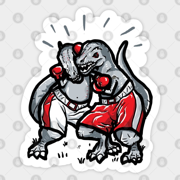 T-Rexes trying to box Sticker by jonah block